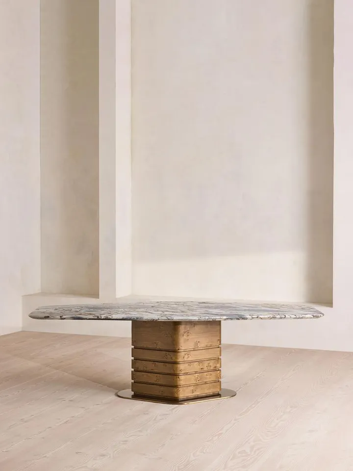 Navarro Dining Table, Arabescato Rose