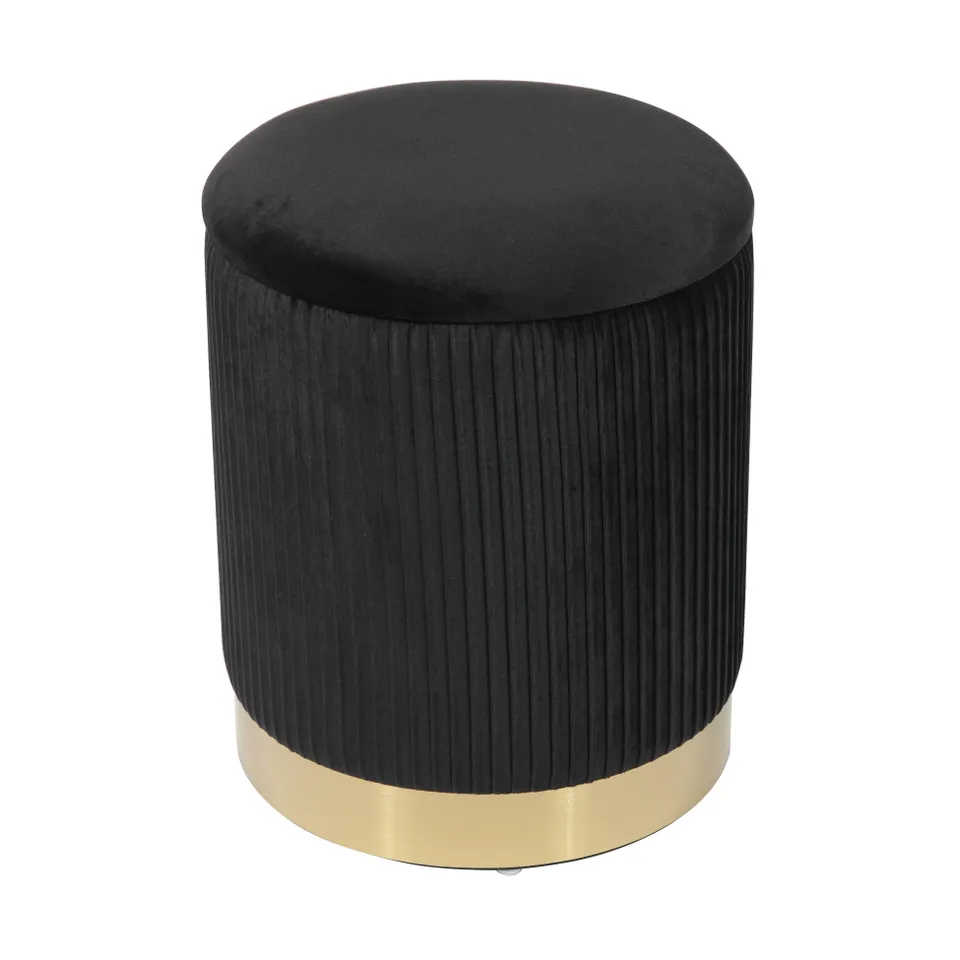 Zoe Black Velvet Storage Ottoman