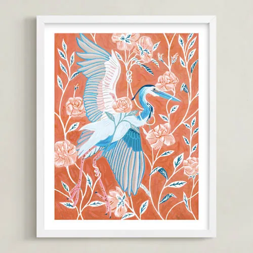 Blue Heron With Blossoms Limited Edition Fine Art Print