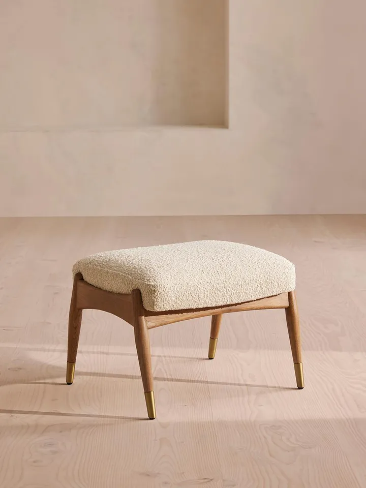 Theodore Footstool, Boucle, Natural, US