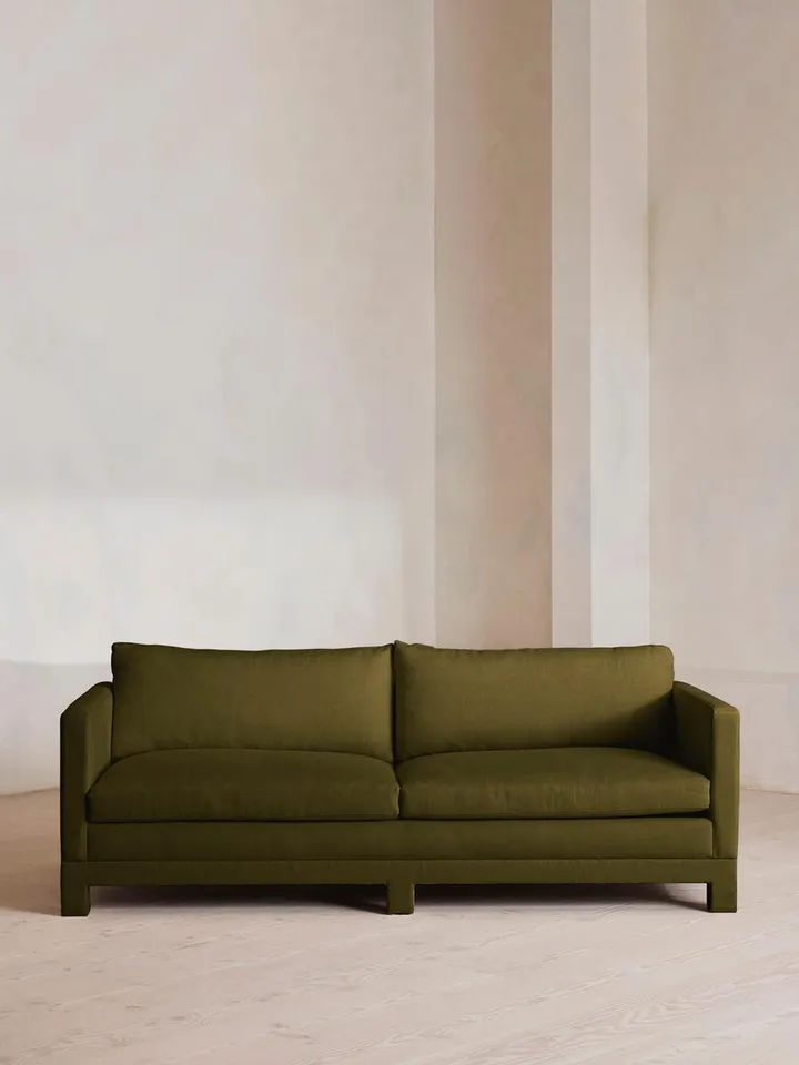 Ashford Three Seater Sofa, Linen, Olive, US