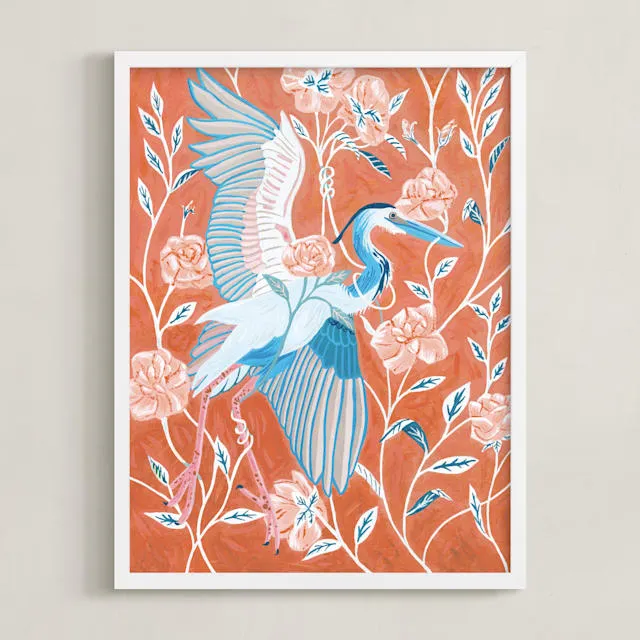 Blue Heron With Blossoms Limited Edition Fine Art Print