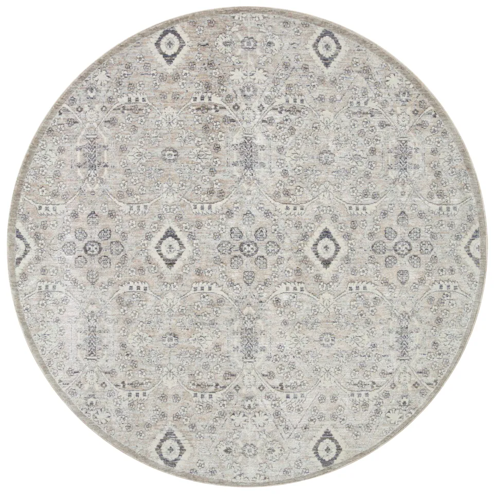 Amber Lewis x Loloi Zuma Silver / Sky 5'-3" x 5'-3" Round
