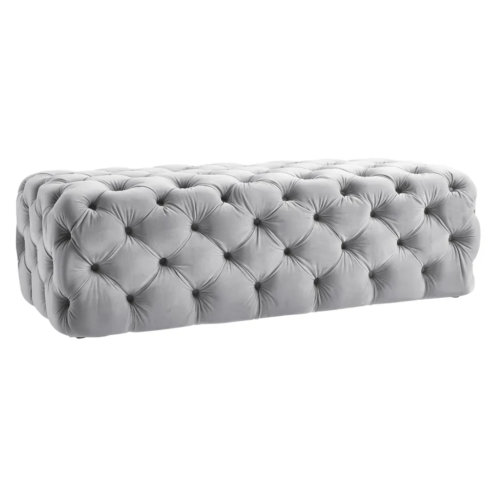 Kaylee Grey Velvet Ottoman