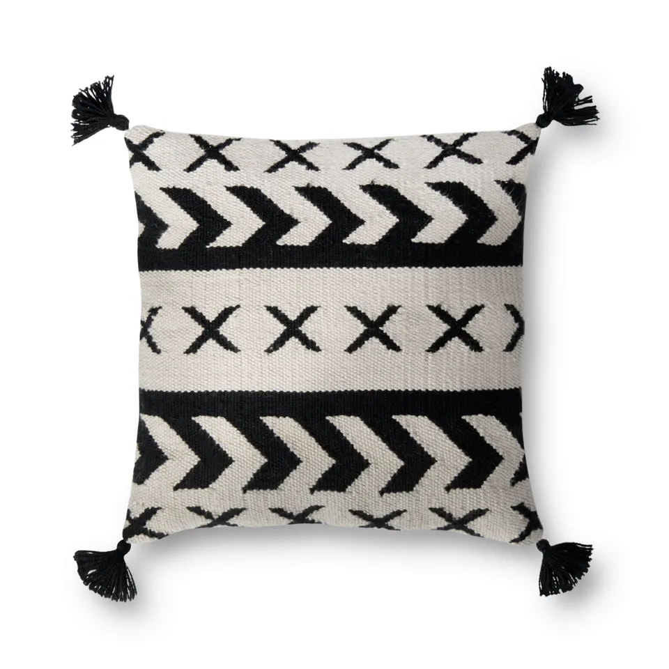 Loloi No Name Black / Ivory 18" x 18" Cover w/Poly