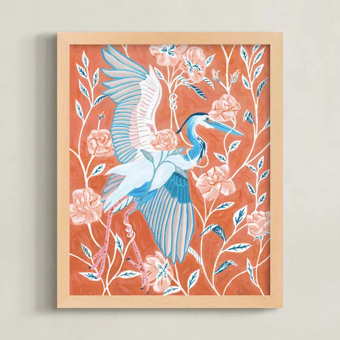 Blue Heron With Blossoms Limited Edition Fine Art Print