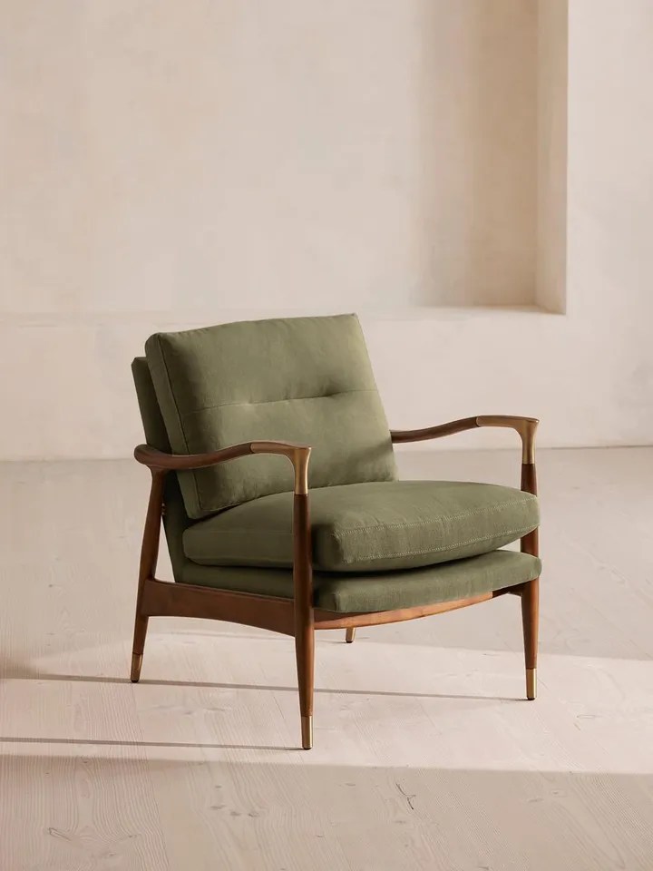 Theodore Armchair, Linen, Sage, US