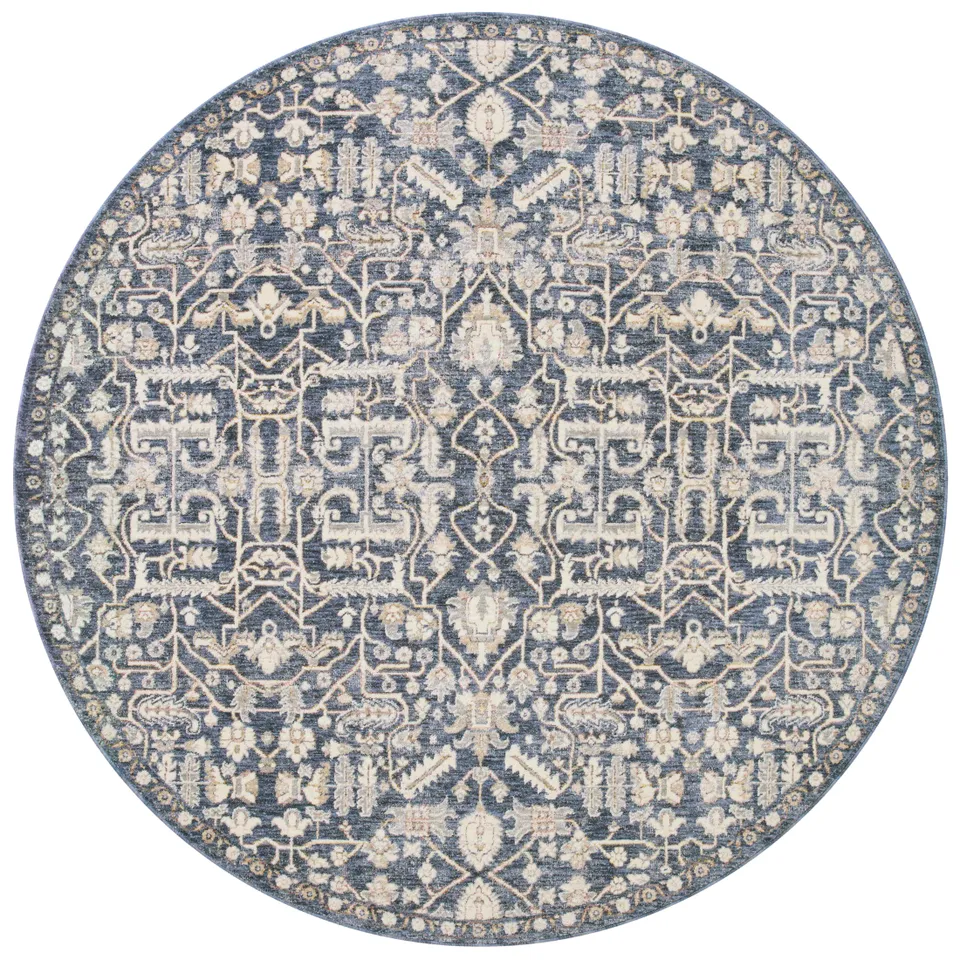 Amber Lewis x Loloi Zuma Blue / Ivory 5'-3" x 5'-3" Round