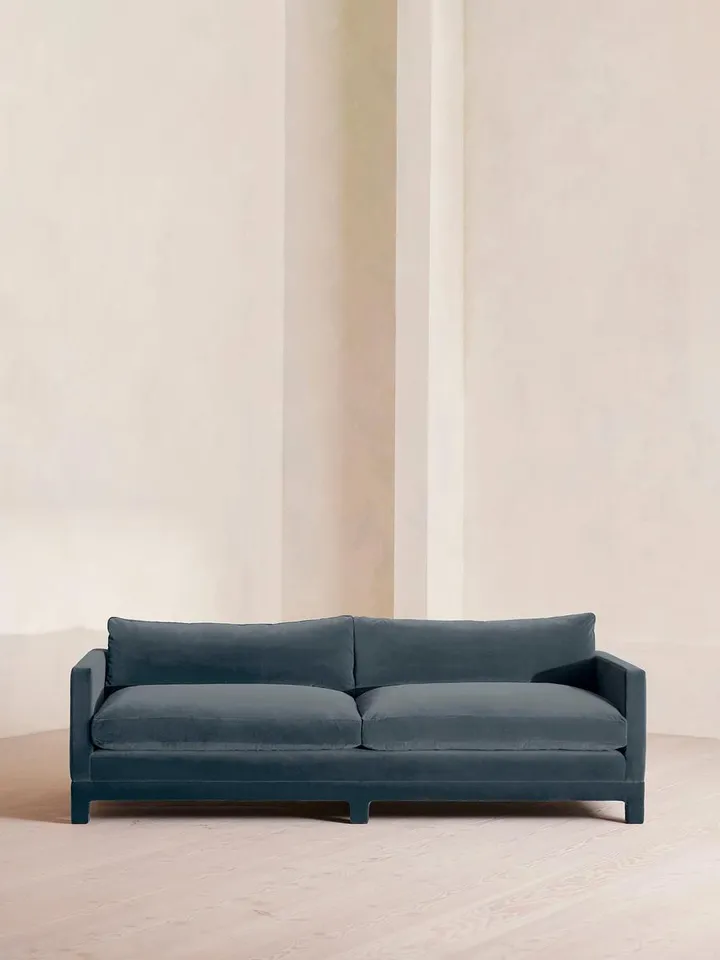 Ashford Four Seater Sofa, Velvet, Grey Blue, US