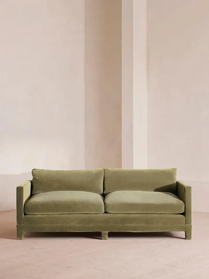 Ashford Three Seater Sofa, Velvet, Lichen, US