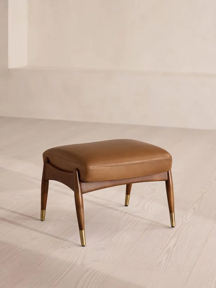 Theodore Footstool, Leather Chestnut, US