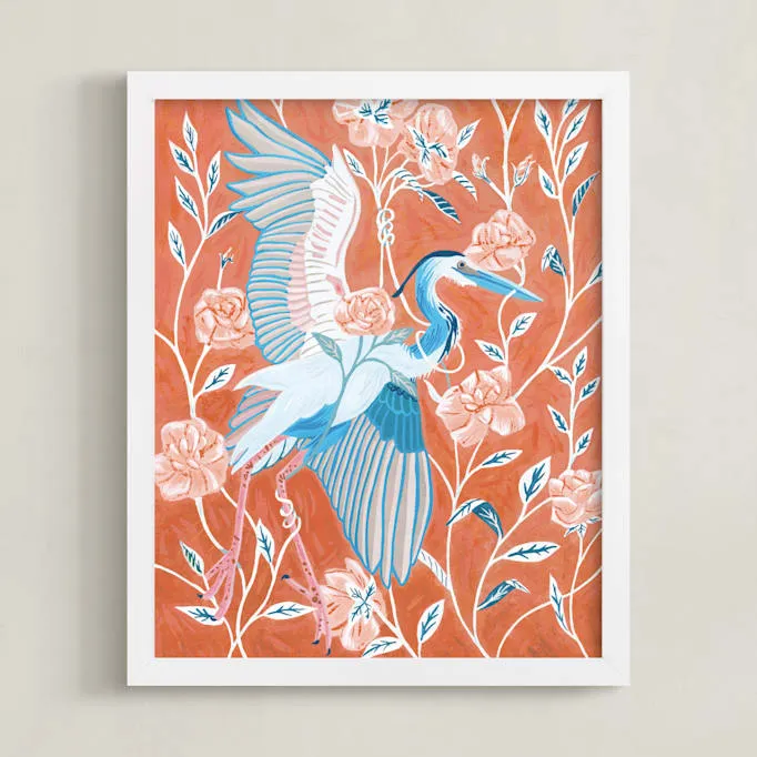 Blue Heron With Blossoms Limited Edition Fine Art Print