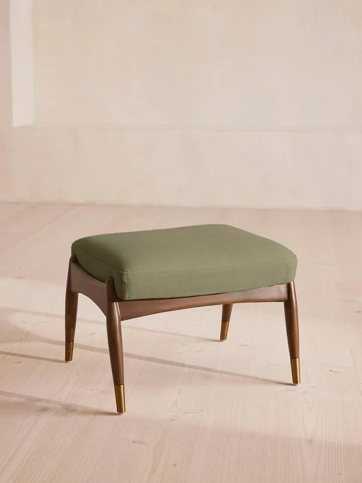 Theodore Footstool, Linen, Sage, US