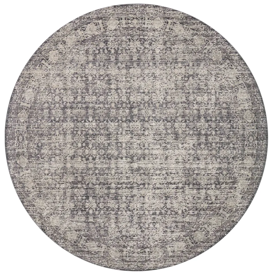 Amber Lewis x Loloi Alie Charcoal / Dove 7'-10" x 7'-10" Round