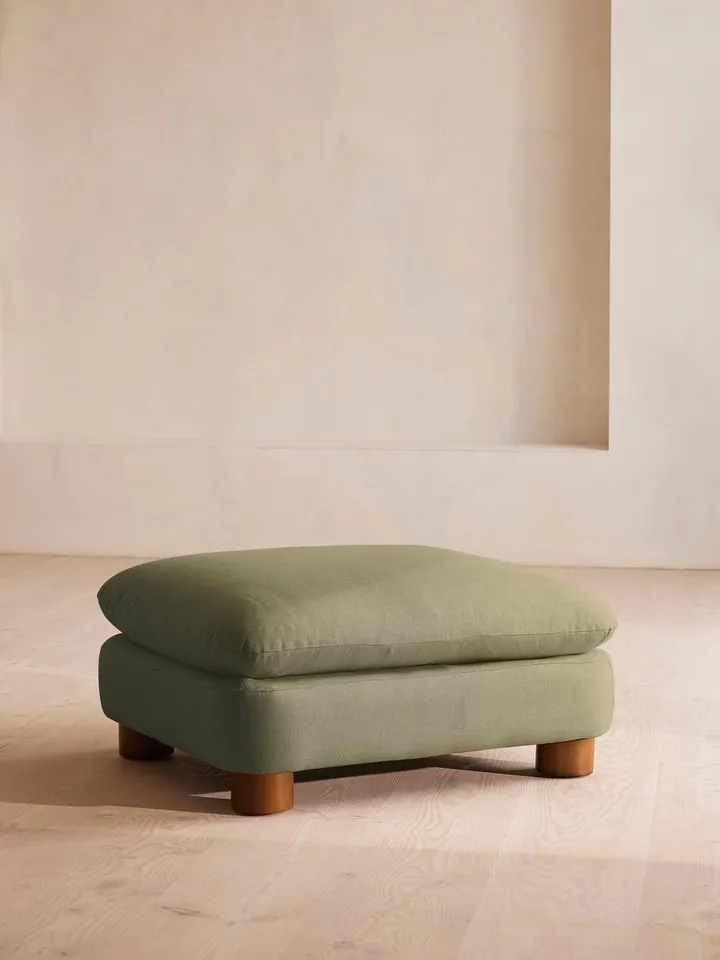 Vivienne Ottoman, Linen, Sage, US
