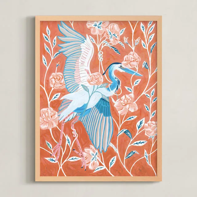 Blue Heron With Blossoms Limited Edition Fine Art Print