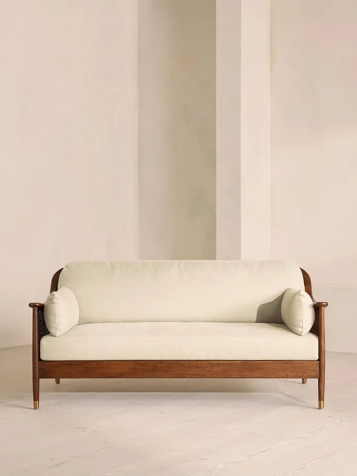 Atlanta Three Seater Sofa, Linen, Bisque, US