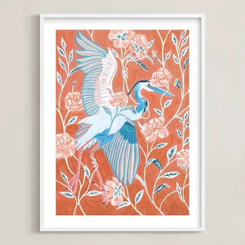 Blue Heron With Blossoms Limited Edition Fine Art Print
