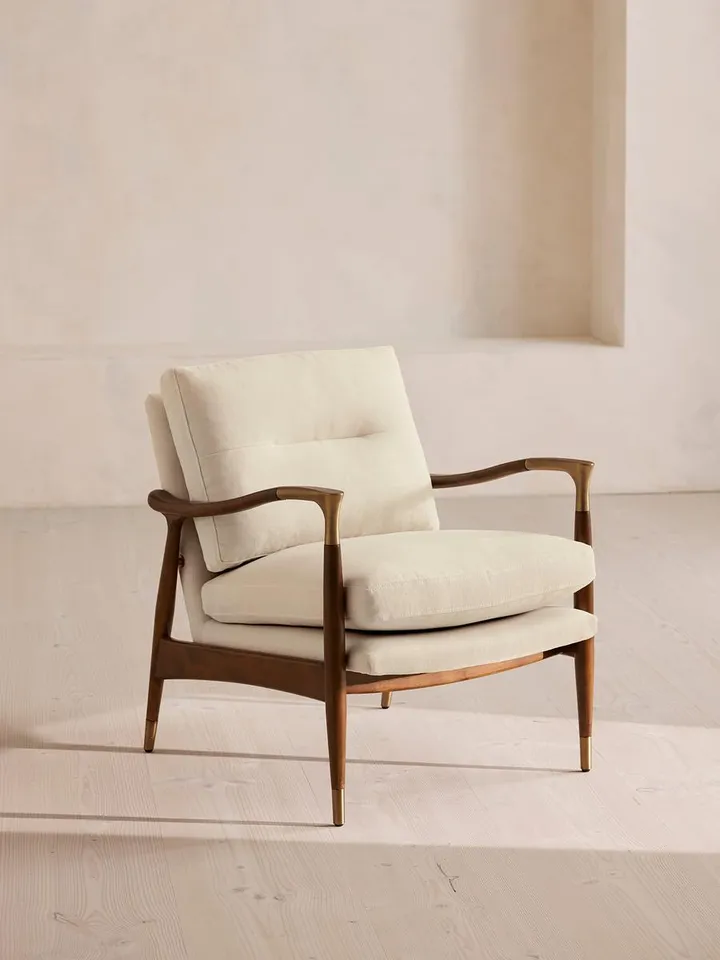 Theodore Armchair, Linen, Bisque, US
