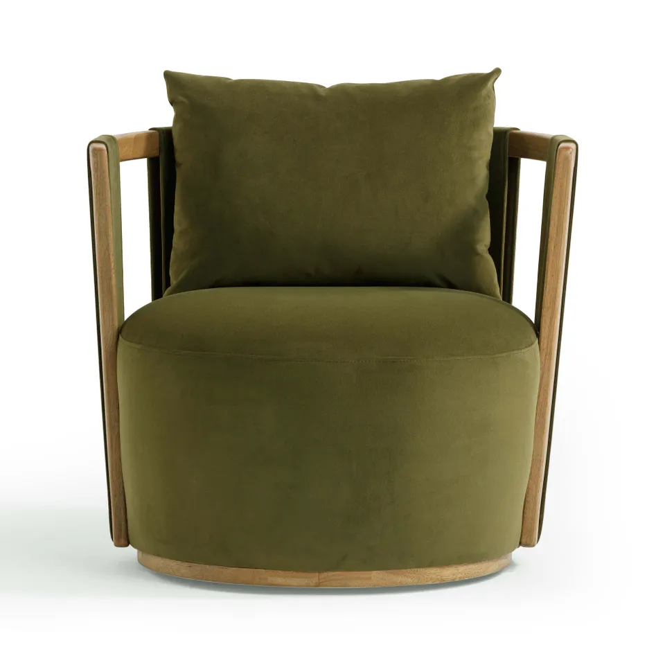 Paolo Green Upcycled Velvet Swivel Chair