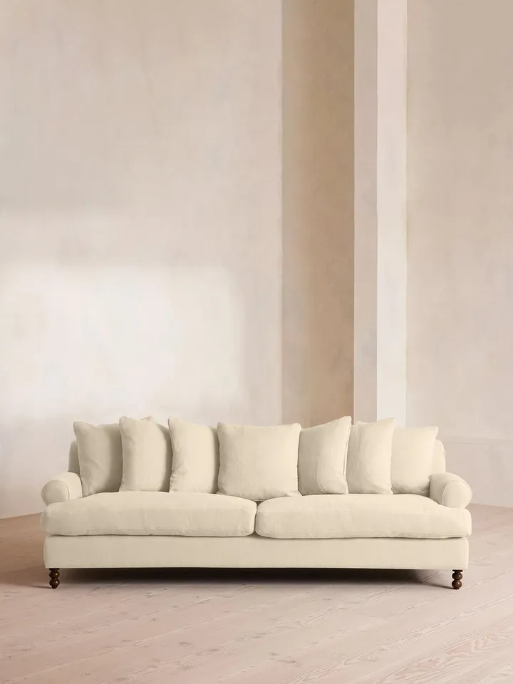 Audrey Four Seater Sofa, Linen, Bisque, US