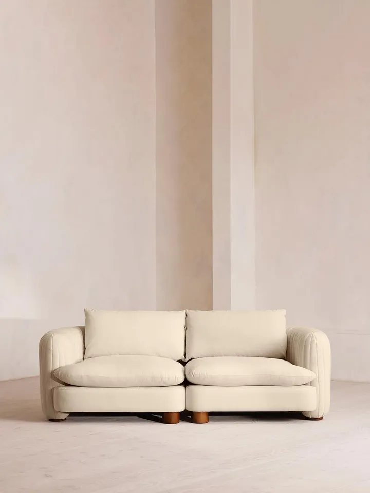 Vivienne Deeper Sit Sectional Sofa, Three Seater, Linen, Bisque, US