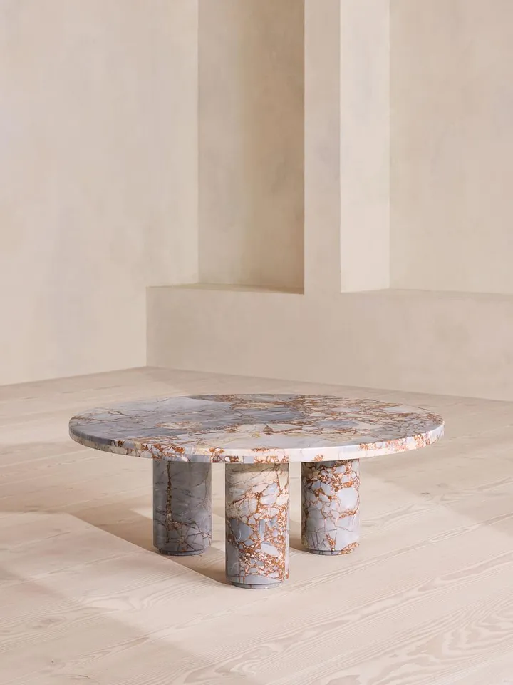 Tisbury Outdoor Coffee Table, Breccia Pernice Marble, US
