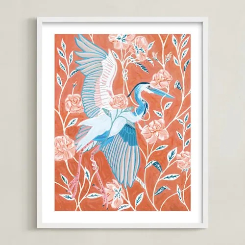 Blue Heron With Blossoms Limited Edition Fine Art Print