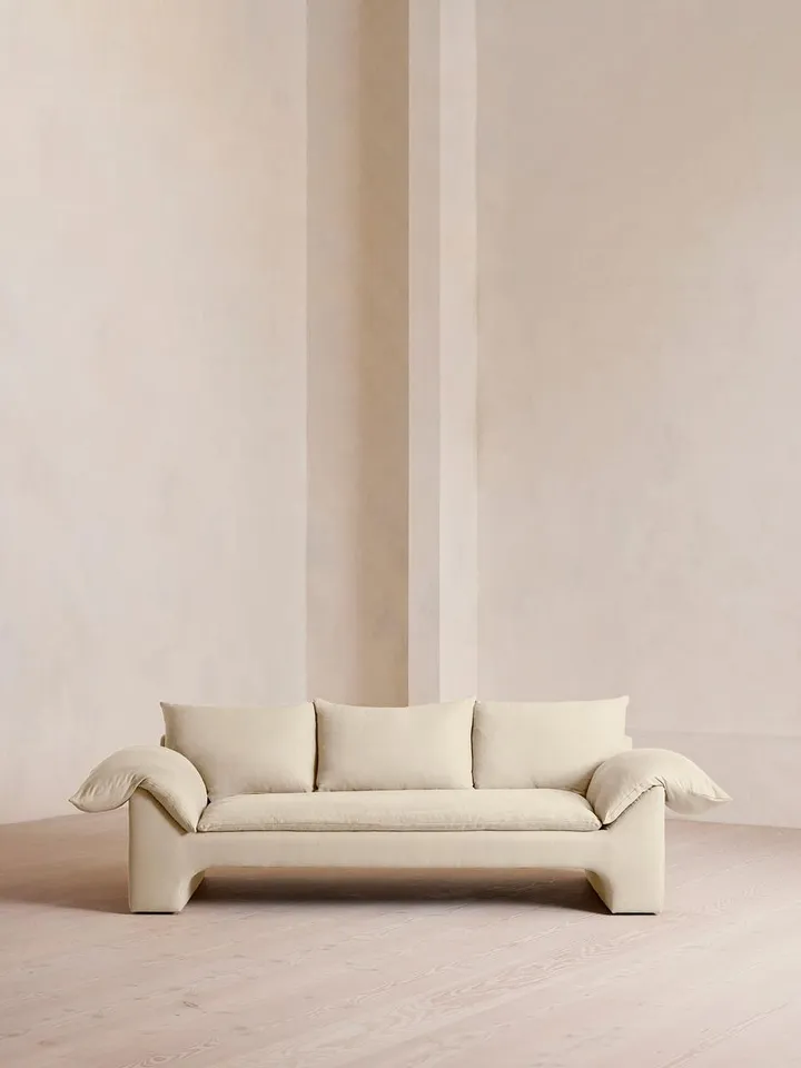 Wyatt Three Seater Sofa, Linen, Bisque, US