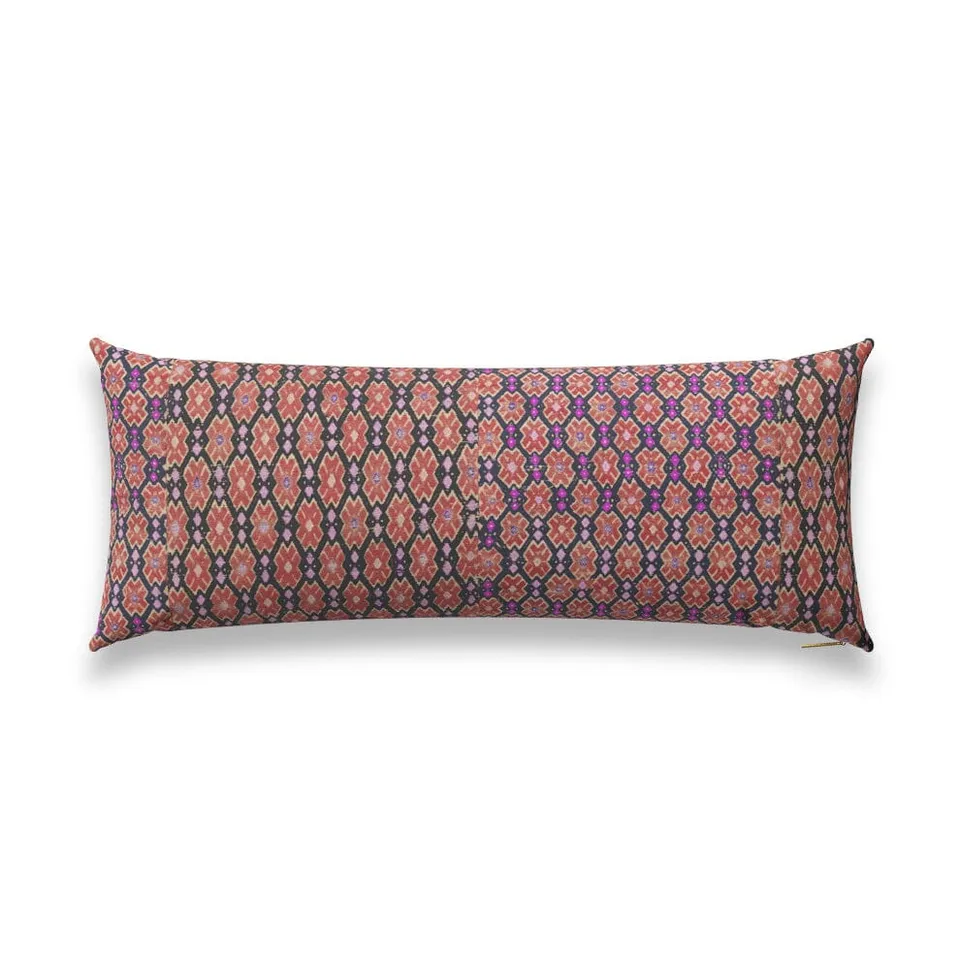 Coral Cross Miao Pillow by St. Frank | Pink | 40" W x 15" H | Cotton/Silk/Linen