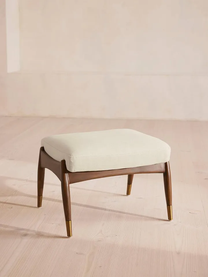 Theodore Footstool, Linen, Bisque, US