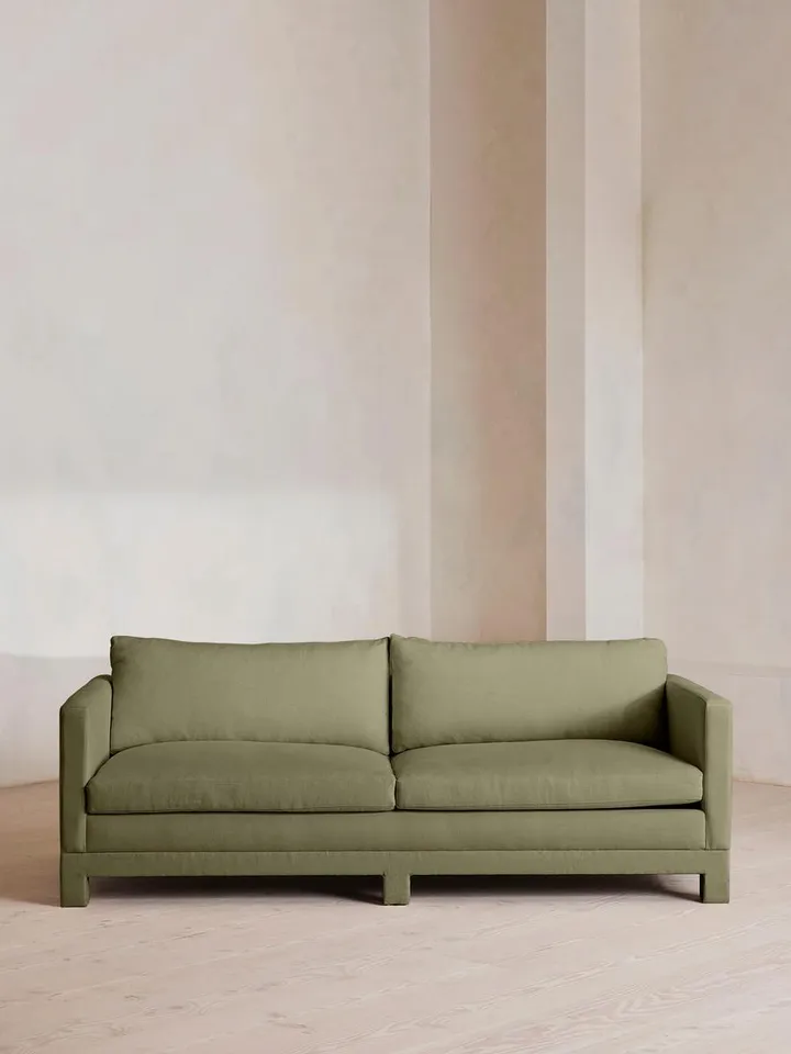 Ashford Three Seater Sofa, Linen, Sage, US