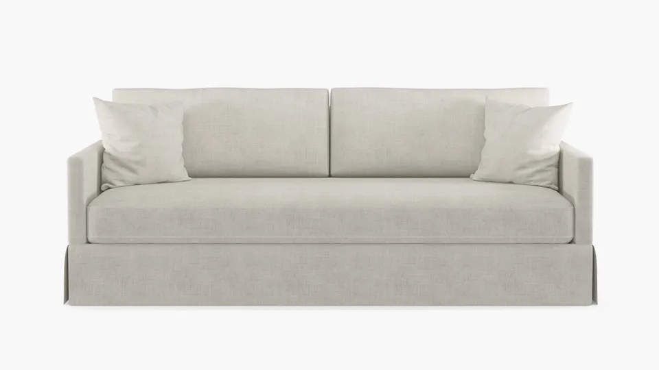 Skirted Sleeper Sofa, Ivory Luxe Linen