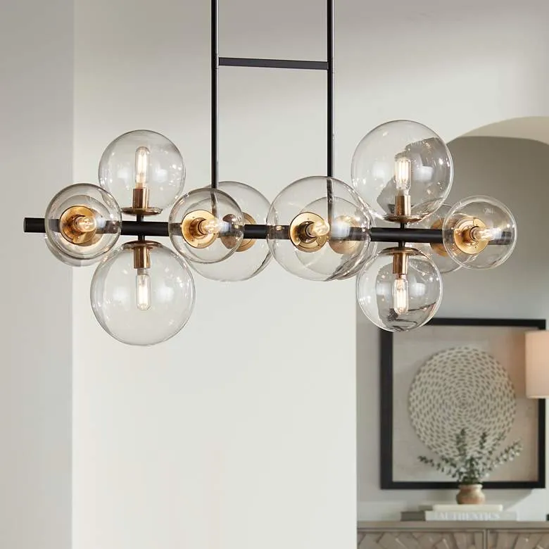 Possini Euro Vasa 34" Black and Gold 12-Light Modern Island Chandelier