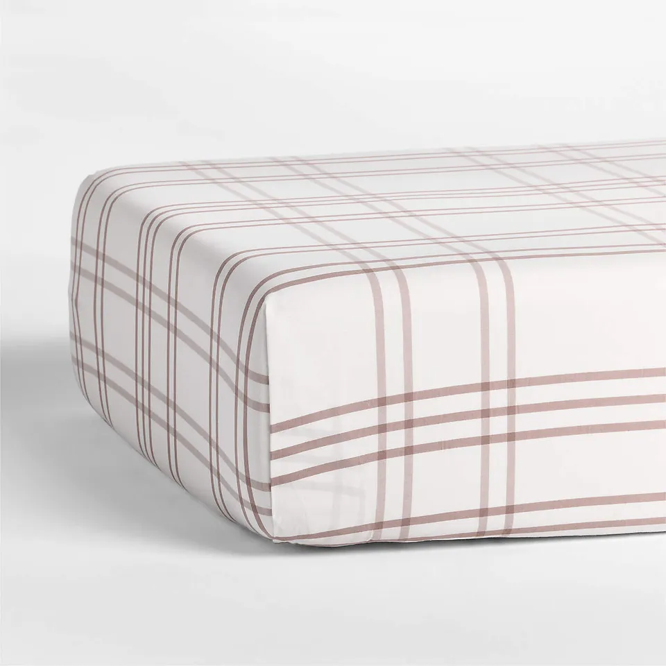 Stax Violet Rose 100% Organic Yarn Dyed Baby Crib Fitted Sheet