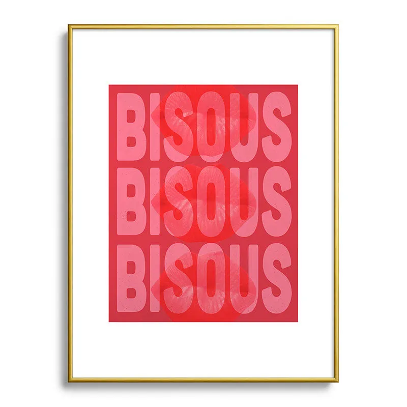 Bisous by DENY Designs - Metal Framed Art Print Gold 18" x 24"