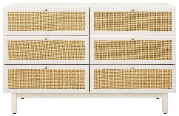 Aino 6 Drawer Dresser - Bleached White/Natural
