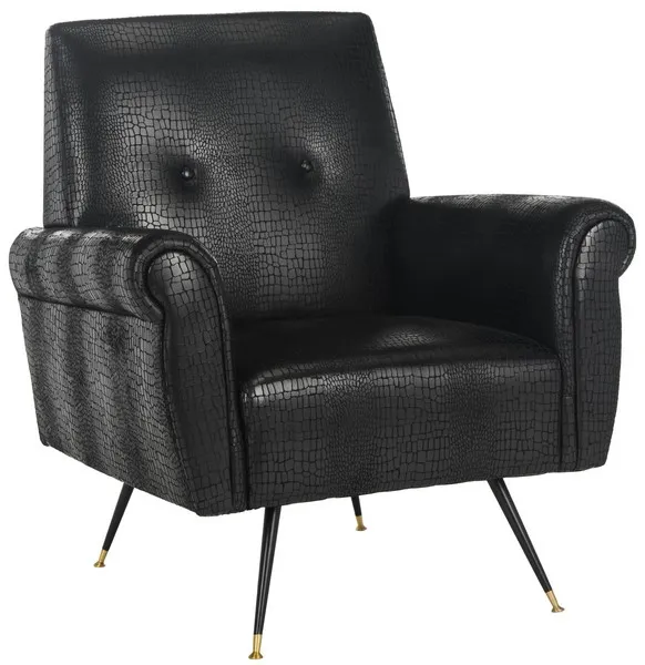 Mira Retro Mid Century Faux Leather Accent Chair - Black