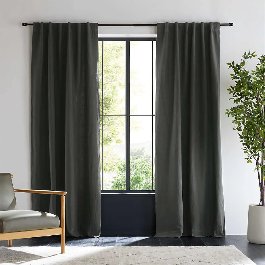 Storm Grey EUROPEAN FLAX ™-Certified Linen Window Curtain Panel 52"x120"
