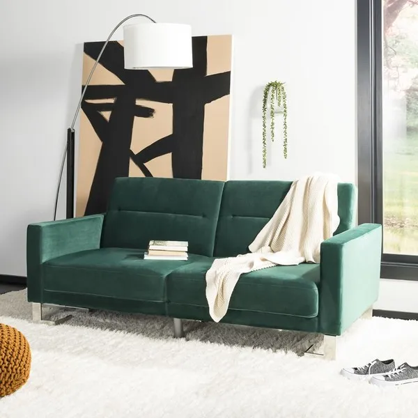 Tribeca Foldable Futon Bed - Emerald/Steel