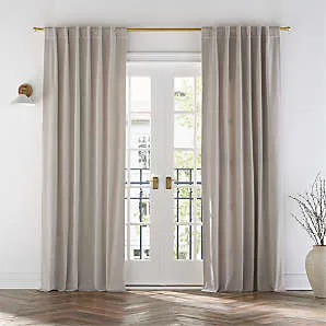 Warm Beige Cotton Velvet Window Curtain Panel with Lining 48"x96"