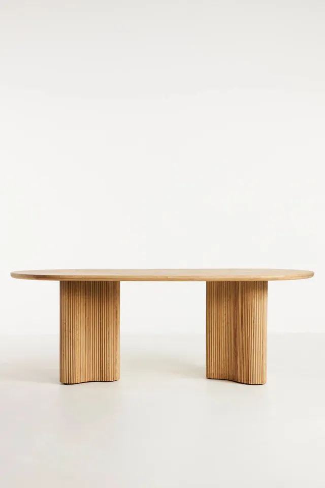 Scout Oval Double Pedestal Burl Wood Dining Table