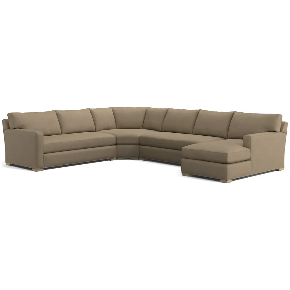 Axis 4-Piece L-Shaped Wedge Bench Sectional Sofa with Chaise Lounge