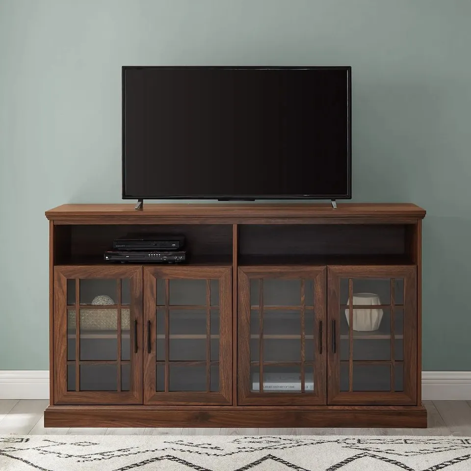 58" Classic Glass Door TV Console - White Oak
