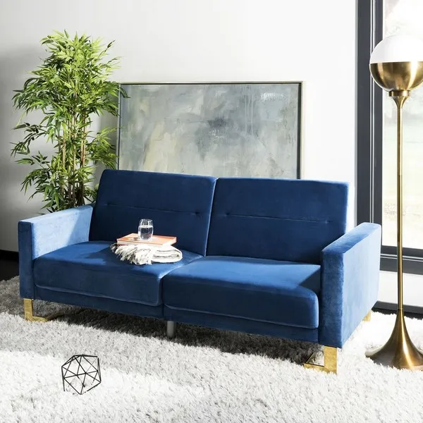 Tribeca Foldable Futon Bed - Navy/Brass