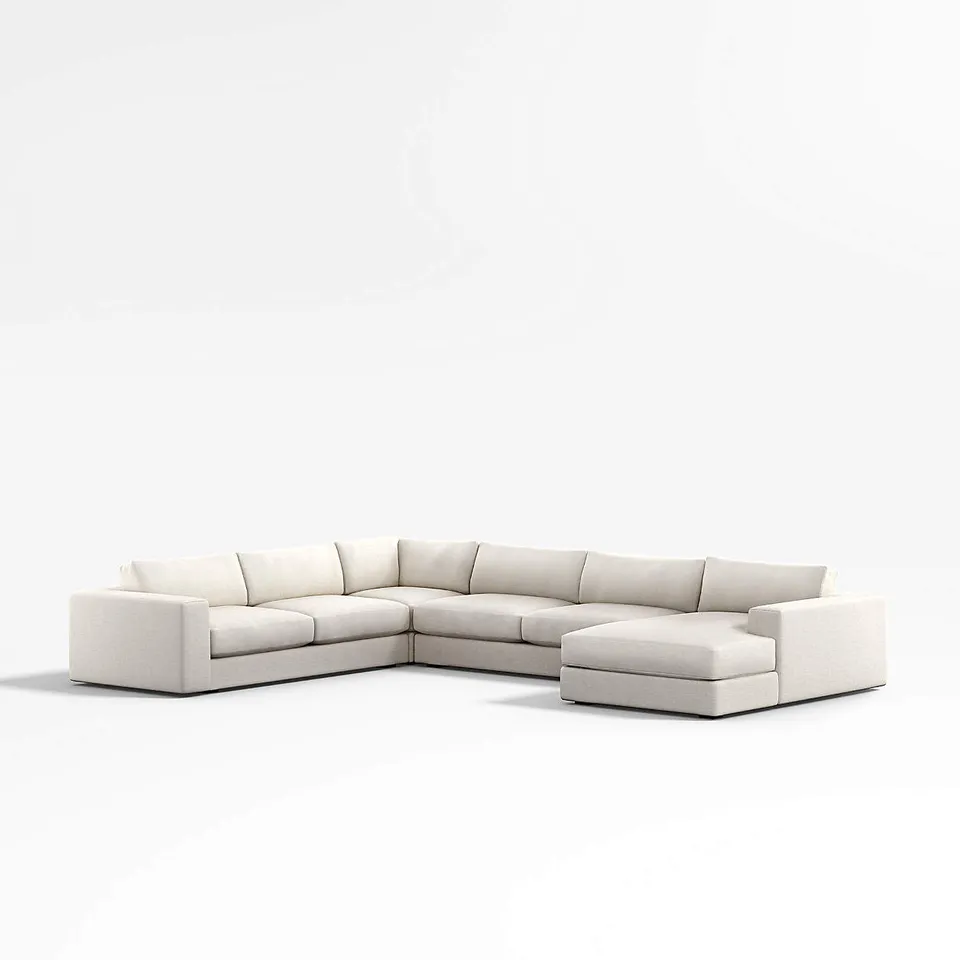 Aris Deep 4-Piece L-Shaped Wedge Bench Sectional Sofa with Chaise Lounge