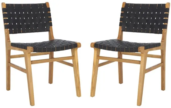 Taika Leather Dining Chair, Set Of 2 - Black / Natural