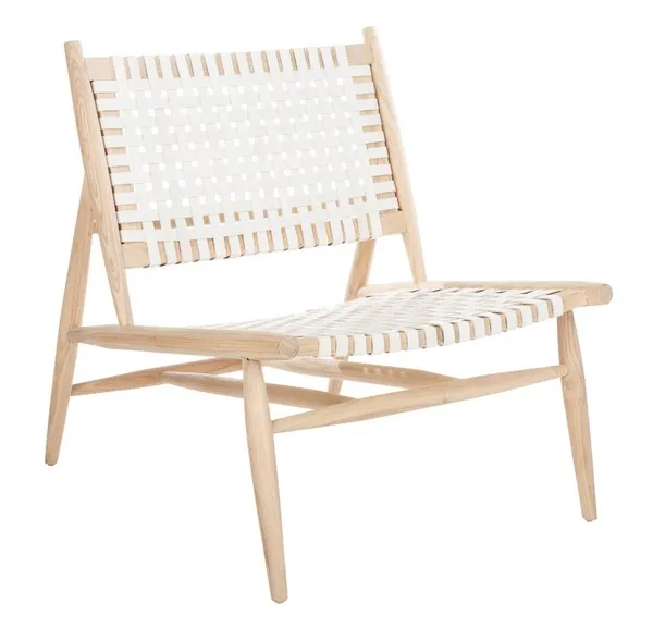 Soleil Leather Woven Accent Chair
