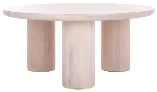 Mork 3 Leg Round Coffee Table - White Washed