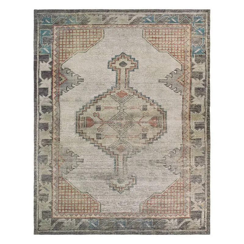 Palar THO05 Handmade Medallion Blue Area Rug (9'6"x13'6")